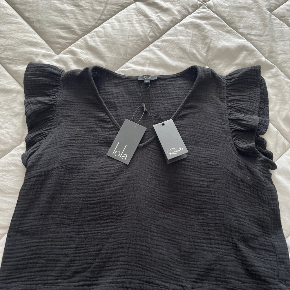 Rails Black Textured Women's Blouse